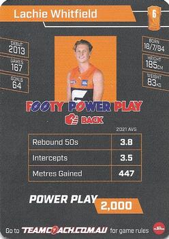 2022 AFL TeamCoach - Silver #32 Lachie Whitfield Back